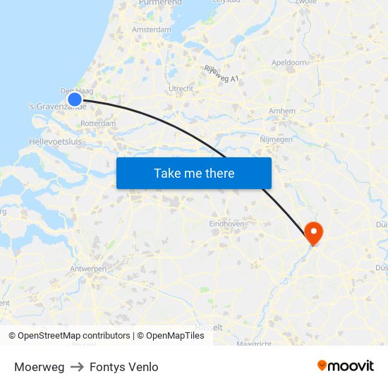 Moerweg to Fontys Venlo map