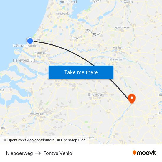 Nieboerweg to Fontys Venlo map