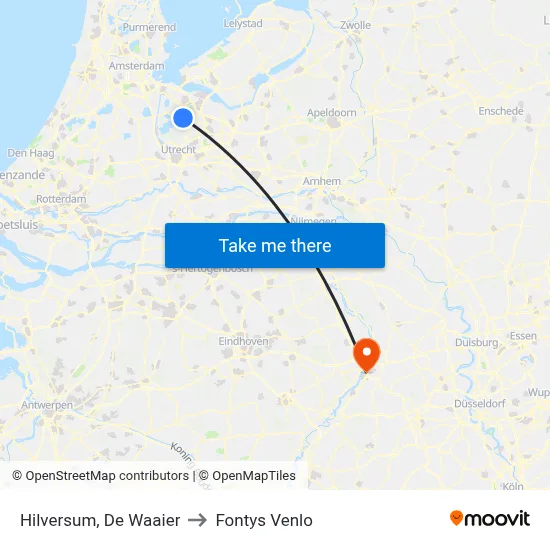 Hilversum, De Waaier to Fontys Venlo map