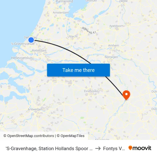 'S-Gravenhage, Station Hollands Spoor (Perron B) to Fontys Venlo map
