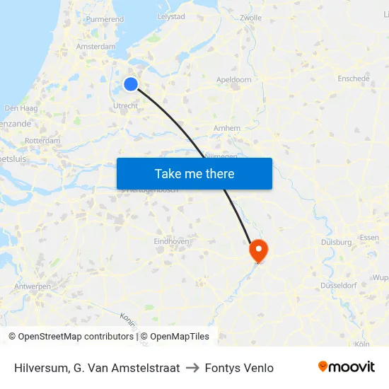 Hilversum, G. Van Amstelstraat to Fontys Venlo map