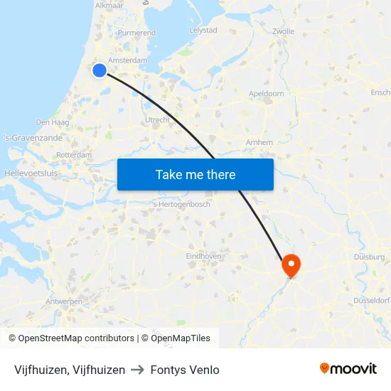 Vijfhuizen, Vijfhuizen to Fontys Venlo map