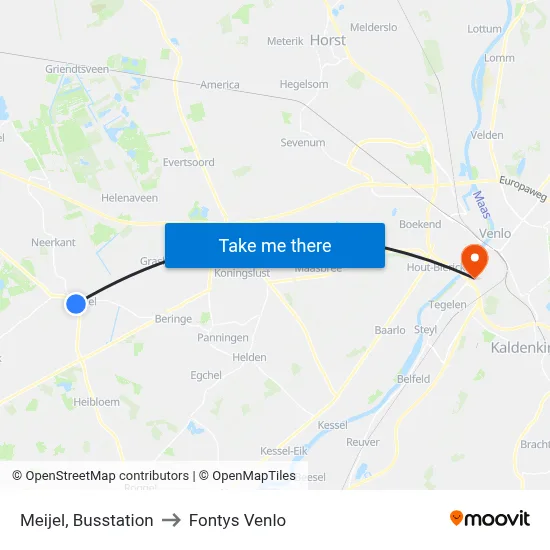 Meijel, Busstation to Fontys Venlo map