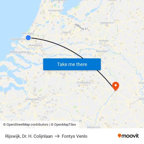 Rijswijk, Dr. H. Colijnlaan to Fontys Venlo map