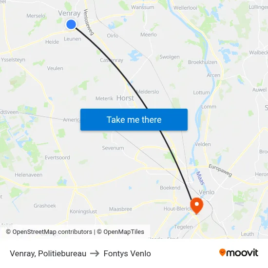 Venray, Politiebureau to Fontys Venlo map