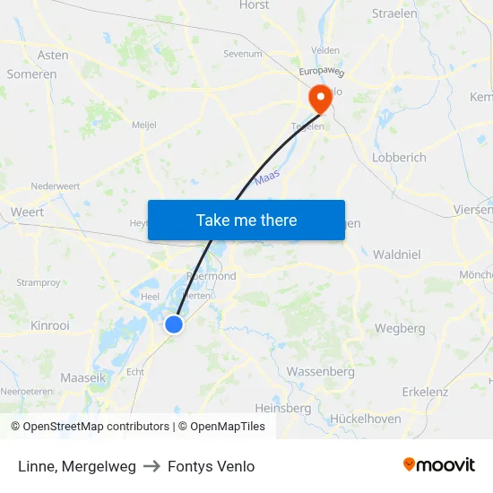 Linne, Mergelweg to Fontys Venlo map