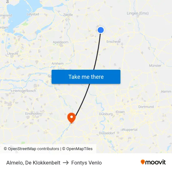 Almelo, De Klokkenbelt to Fontys Venlo map