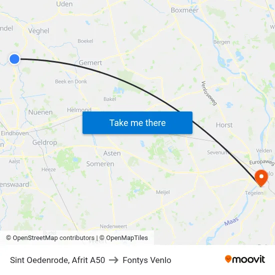 Sint Oedenrode, Afrit A50 to Fontys Venlo map