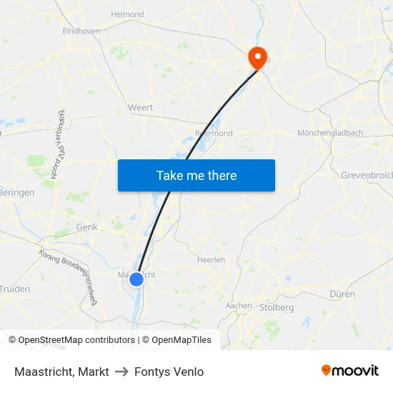 Maastricht, Markt to Fontys Venlo map