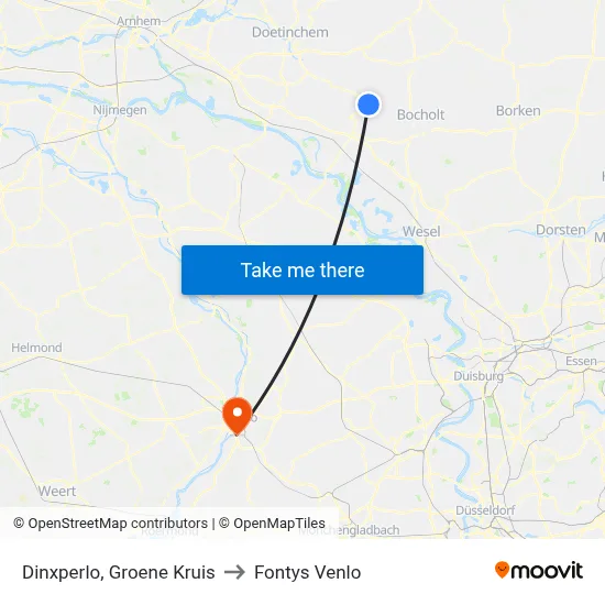 Dinxperlo, Groene Kruis to Fontys Venlo map