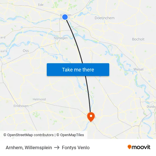 Arnhem, Willemsplein to Fontys Venlo map