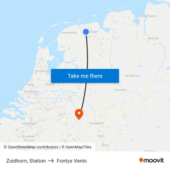 Zuidhorn, Station to Fontys Venlo map