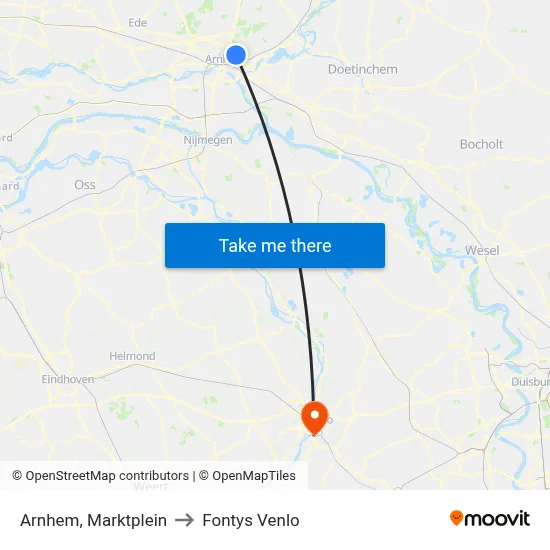 Arnhem, Marktplein to Fontys Venlo map