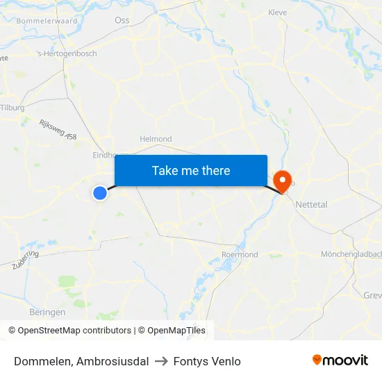 Dommelen, Ambrosiusdal to Fontys Venlo map