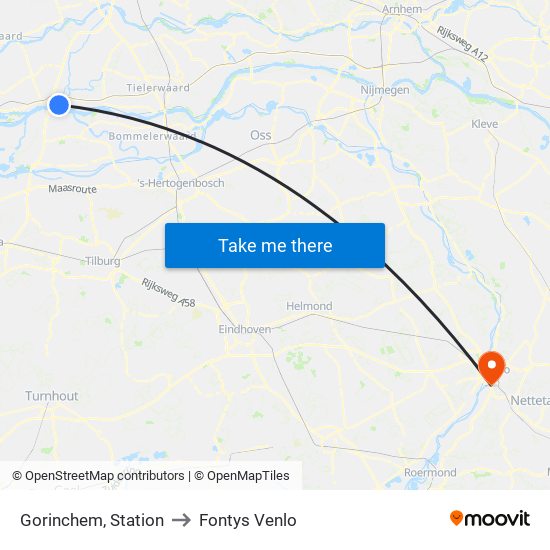 Gorinchem, Station to Fontys Venlo map