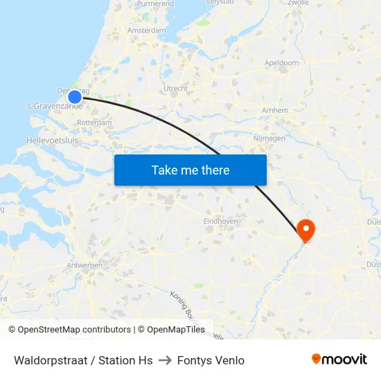 Waldorpstraat / Station Hs to Fontys Venlo map