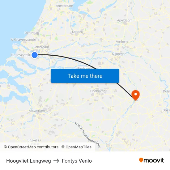 Hoogvliet Lengweg to Fontys Venlo map