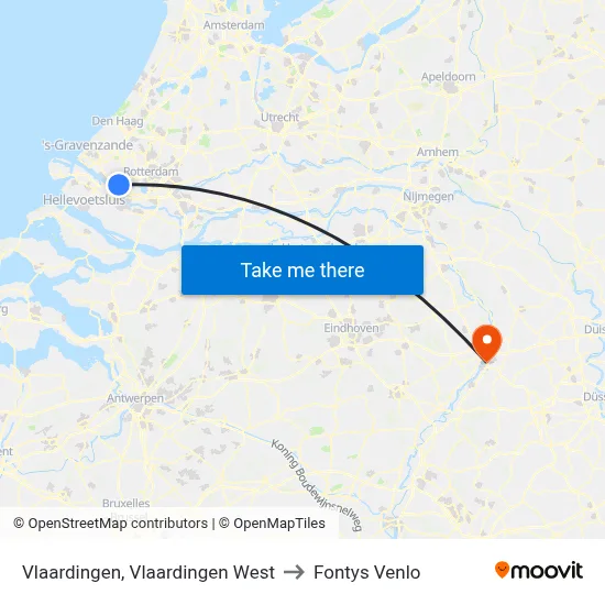 Vlaardingen, Vlaardingen West to Fontys Venlo map