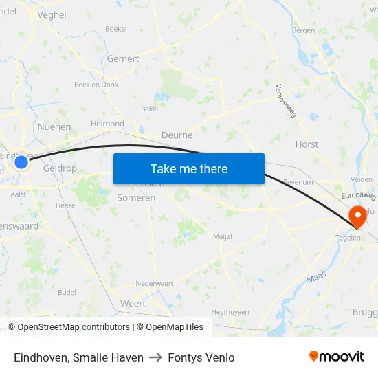 Eindhoven, Smalle Haven to Fontys Venlo map