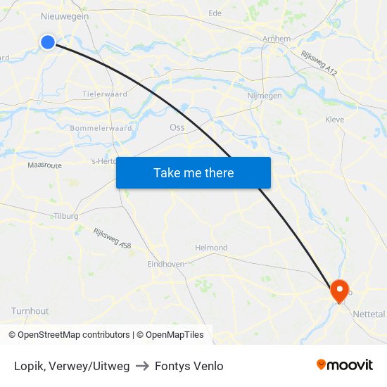 Lopik, Verwey/Uitweg to Fontys Venlo map