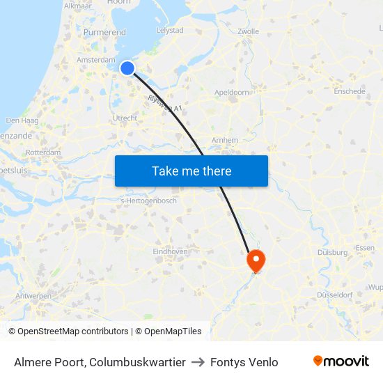 Almere Poort, Columbuskwartier to Fontys Venlo map