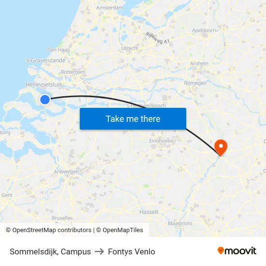 Sommelsdijk, Campus to Fontys Venlo map