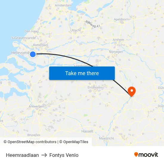 Heemraadlaan to Fontys Venlo map