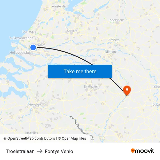 Troelstralaan to Fontys Venlo map