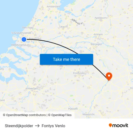 Steendijkpolder to Fontys Venlo map