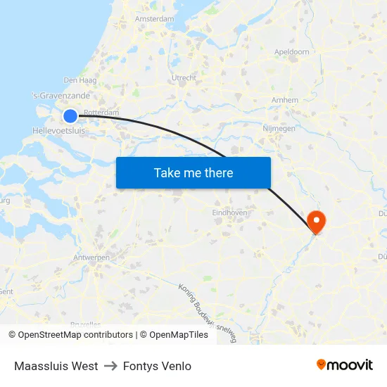 Maassluis West to Fontys Venlo map