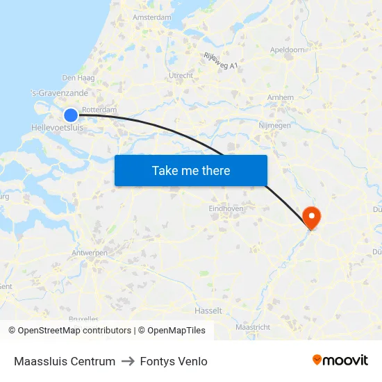 Maassluis Centrum to Fontys Venlo map