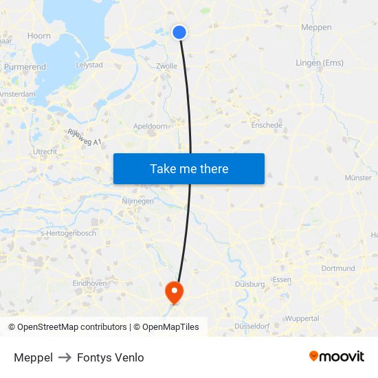 Meppel to Fontys Venlo map