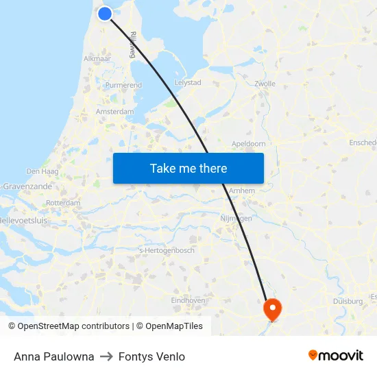 Anna Paulowna to Fontys Venlo map