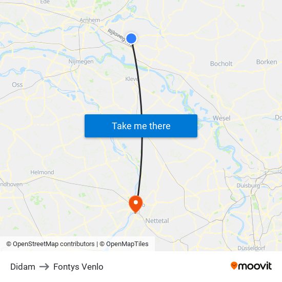 Didam to Fontys Venlo map
