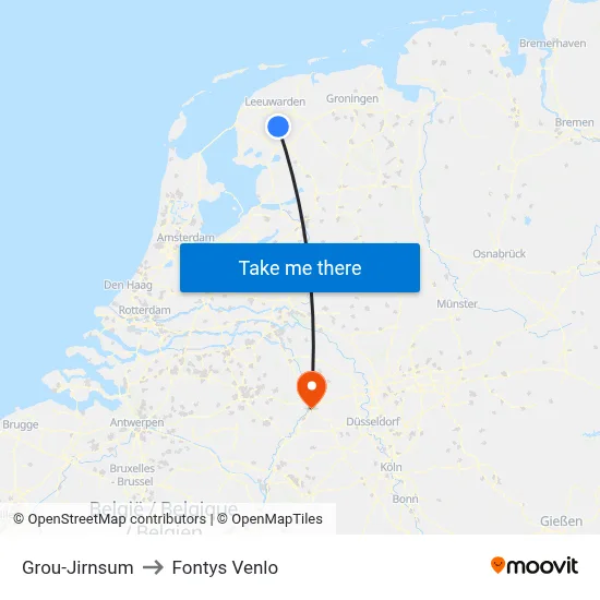 Grou-Jirnsum to Fontys Venlo map