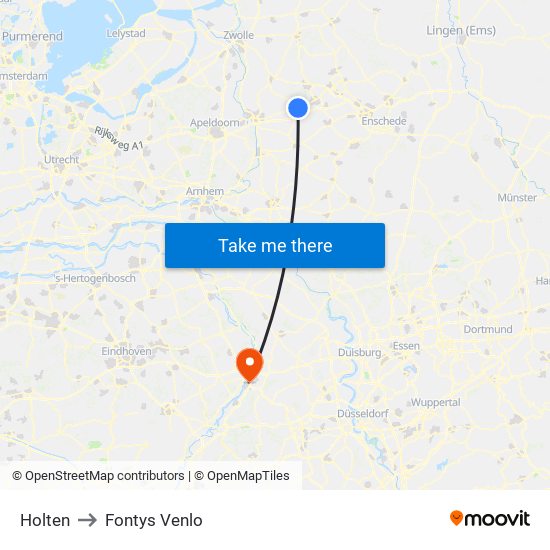 Holten to Fontys Venlo map