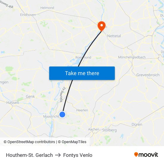 Houthem-St. Gerlach to Fontys Venlo map