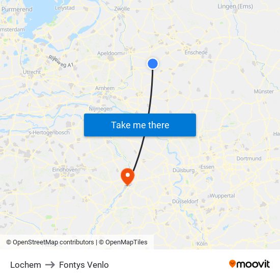 Lochem to Fontys Venlo map
