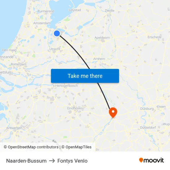Naarden-Bussum to Fontys Venlo map