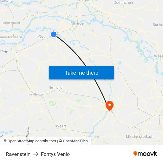 Ravenstein to Fontys Venlo map