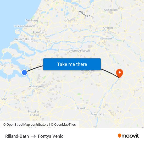 Rilland-Bath to Fontys Venlo map