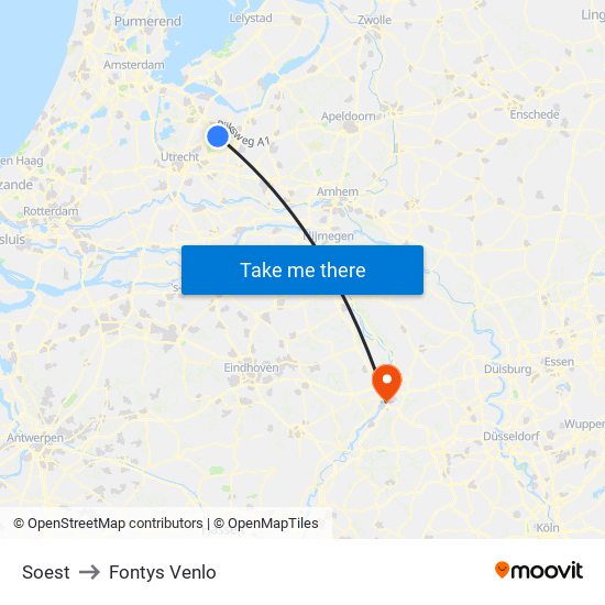 Soest to Fontys Venlo map