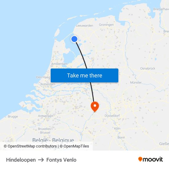 Hindeloopen to Fontys Venlo map