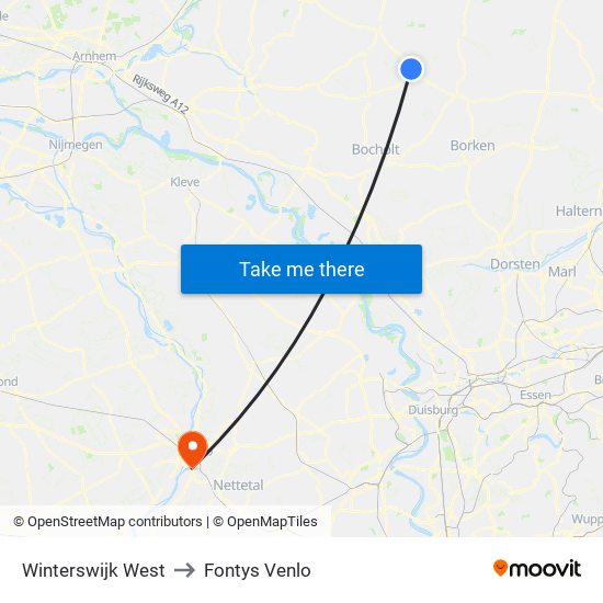 Winterswijk West to Fontys Venlo map