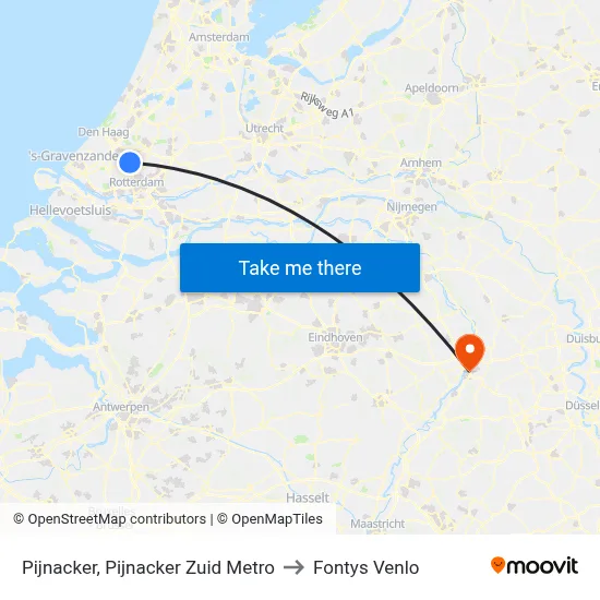 Pijnacker, Pijnacker Zuid Metro to Fontys Venlo map