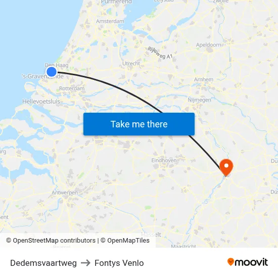 Dedemsvaartweg to Fontys Venlo map