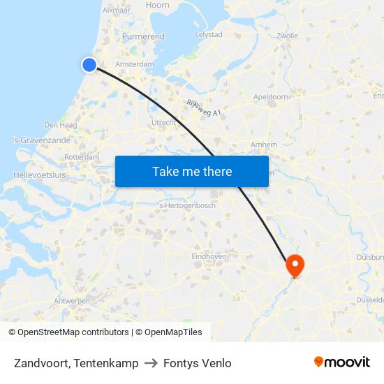 Zandvoort, Tentenkamp to Fontys Venlo map