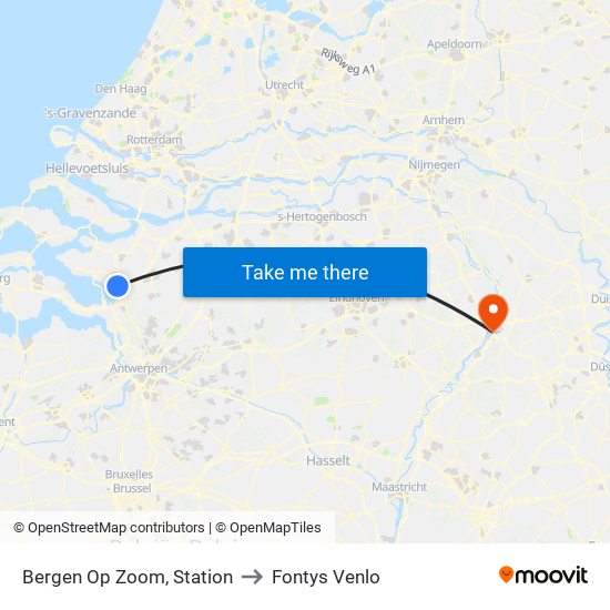 Bergen Op Zoom, Station to Fontys Venlo map