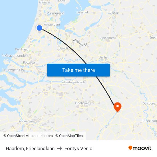 Haarlem, Frieslandlaan to Fontys Venlo map