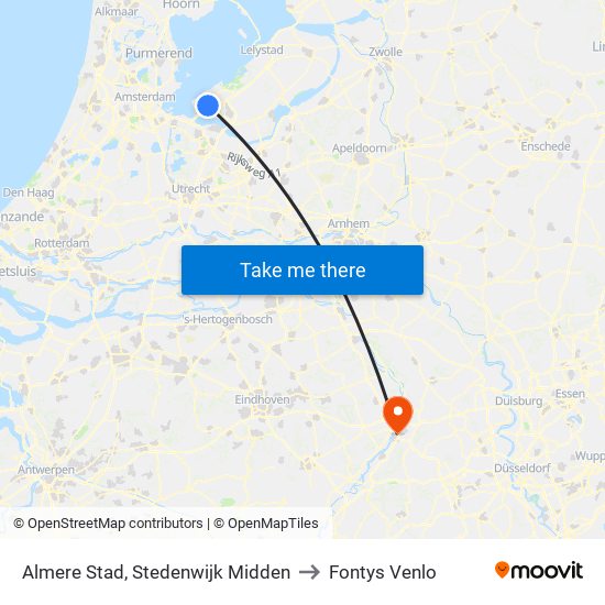 Almere Stad, Stedenwijk Midden to Fontys Venlo map